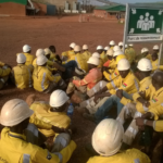 Striking workers at Nord Gold Bissa