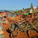 The landslide buried people and their belongings under piles of rubble.
