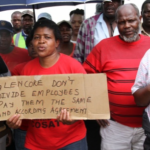 Workers at Glencore’s Koornfontein mine striking for a fair settlement, 2014. 