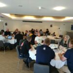 Trade union representatives from BAE Systems meet for the global network meeting in Mandurah, Western Australia.