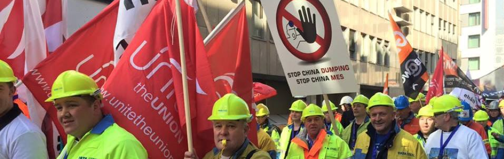 British steel workers marching in Brussels (photo credit Unite the Union)