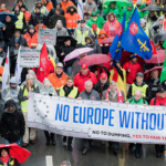 Des sidérurgistes venus de partout en Europe sont descendus sur Bruxelles pour la manifestation du 9 novembre