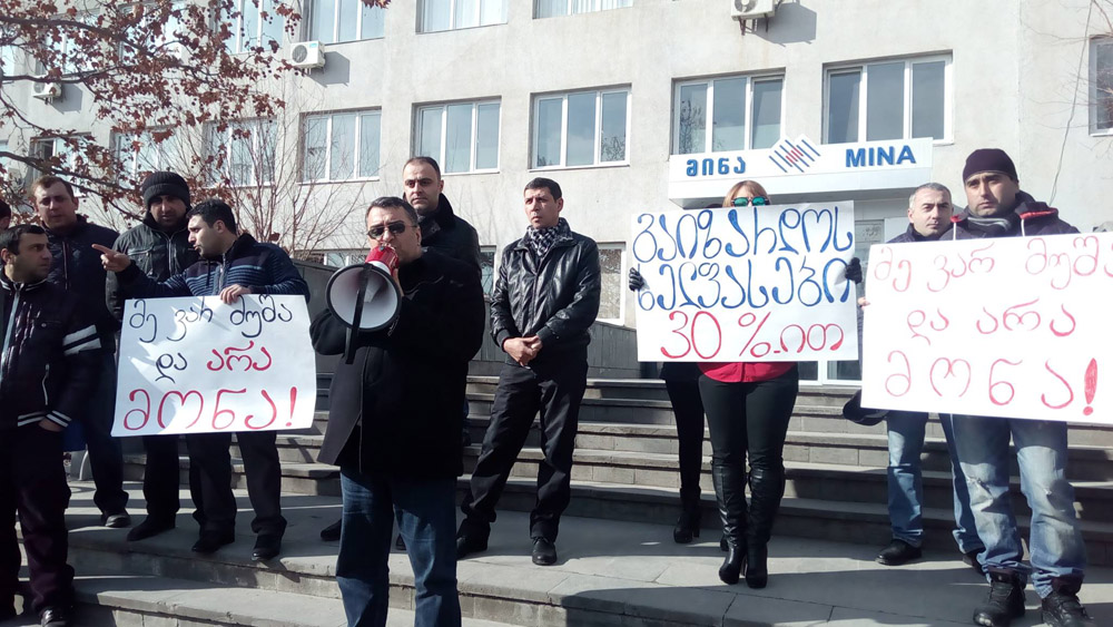 TUMMCIWG President Tamaz Dolaberidze voicing the workers' demands