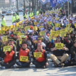 A demo in support of South Korean unions
