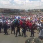 Unions and social movements march in Maseru for a return to rule of law