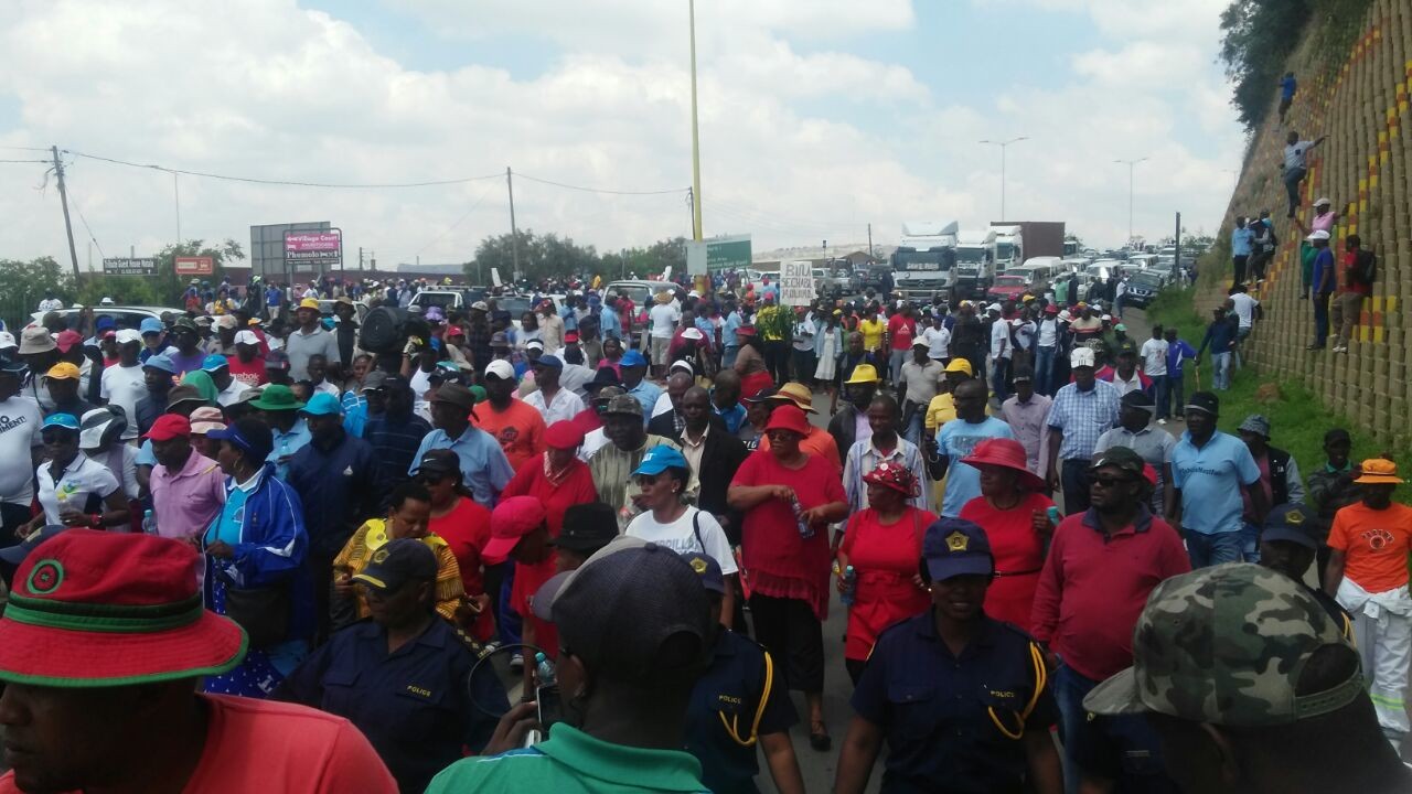 Unions and social movements march in Maseru for a return to rule of law