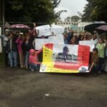 Manifestación frente a la planta de Sandak en Tlaxcala, México, en 2015.