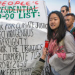 Members of civil society lament the victory of a "climate denier" in the US presidential elections and call on all people to assume greater responsibility for climate action. Photo by IISD/Kiara Worth (http://www.iisd.ca/climate/cop22/enb/9nov.html)