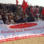 Workers protest at the Gadani yards