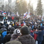 Workers, lead by the MMWU, rally in Kachkanar on 28 February 2016. Photo: MMWU