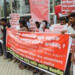 Free trade zone workers in Sri Lanka protest against GSP+ status in 2016.