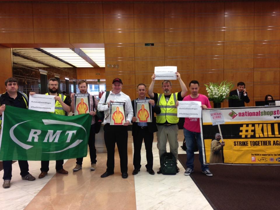 Активисты RMT пришли в штаб-квартиру Shell в Лондоне