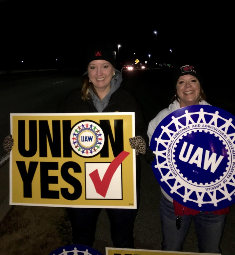 UAW organizers at the vote in December, 2015.