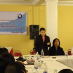 Khaing Zar assistant general secretary of the Industrial Workers Federation of Myanmar took to the floor at the IndustriALL meeting in Yangon.