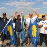 Fletcher Insulation workers in picket line, April 2017