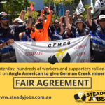 Miners are involved in a long-term dispute with Anglo American at the German Creek Coal Mine in Queensland, Australia.