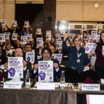 Les affiliés d’IndustriALL solidaires des travailleurs et travailleuses bulgares lors de la Conférence mondiale sur Industrie 4.0 à Genève, en Suisse.