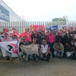 El Comité Mundial de los Trabajadores de Tenaris y Ternium, frente a la planta de Ternium en Guatemala.