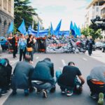 At the protest rally in Tbilisi