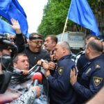 At the protest rally in Tbilisi