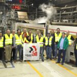 Afiliados de IndustriALL en la planta de Dunapack en Budapest.