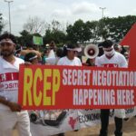 Marche de protestation du 24 juillet, à Hyderabad, en Inde, organisée contre les négociations commerciales engagées en vue de l’établissement du RCEP