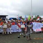 Protesta de trabajadores/as de Grasberg en Timika, Papúa