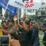 Protesta de trabajadores/as de Grasberg en Timika, Papúa