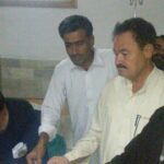 Bashir Mehmoodani, President, Shipbreaking Mazdoor Union handing over compensation cheques to the deceased workers’ families