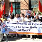 Manifestation de la Fédération syndicale centrale des mines du Pakistan à Quetta, au Pakistan, le 23 octobre 2017, contre les décès dans les mines