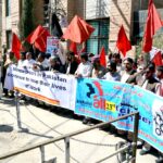 Manifestation de la Fédération syndicale centrale des mines du Pakistan à Quetta, au Pakistan, le 23 octobre 2017, contre les décès dans les mines