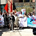 Manifestation de la Fédération syndicale centrale des mines du Pakistan à Quetta, au Pakistan, le 23 octobre 2017, contre les décès dans les mines