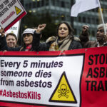 IndustriALL affiliates from around the world demonstrate against asbestos on 28 April.
