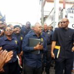 OWTU leaders and members outside the Ministry of Labour on 3 January 2017.