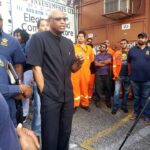 OWTU president general Ancel Roget addresses union members before going into final negotiations with Petrotrin.