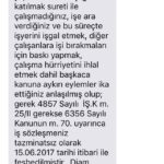A screen shot of the message sent by DIAM