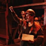 Сергей Барабашук с другими шахтерами в ходе двухдневной акции протеста под землей в мае 2017 года