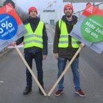 “Вместе – за шестипроцентное повышение зарплаты, вместе – за увеличение времени для личной жизни”. Фото: Норберт Феллехер / IG Metall