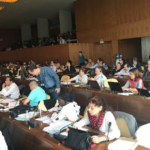 IndustriALL Global Union’s project and rights Officer Suzanna Miller speaking at the ILO Committee