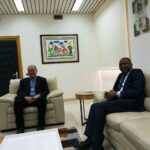 Valter Sanches, IndustriALL General Secretary, meeting with minister Jean Claude Kouassi.