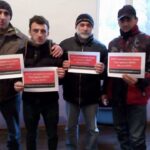 Работники Ткибульских шахт, члены Профессионального союза работников металлургической, горной и химической промышленности Грузии