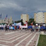Rassemblement près de l’aciérie TenarisSilcotub, à Zalău, en Roumanie, le 5 août 2018