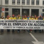 Spanish Alcoa workers march. Picture: USO