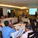 IndustriALL South Asia Regional Secretary, Apoorva Kaiwar, presents to unions in Sri Lanka. 