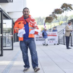 Union activists gave out flyers to shareholders