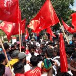 ATG Ceylon workers protest outside the office of the Sri Lankan Prime Minister
