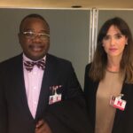 Anthony Ojukwu from the National Human Rights Commission of Nigeria with IndustriALL's energy director, Diana Junquera Curiel. He promised to follow up with Shell.