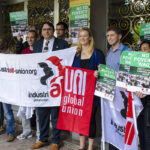 IndustriALL и UNI организовали демонстрацию около посольства Камбоджи в Женеве.