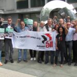 Шведские членские организации IndustriALL и LO-TCO выражают солидарность с камбоджийскими рабочими-швейниками около офиса IndustriALL в Женеве