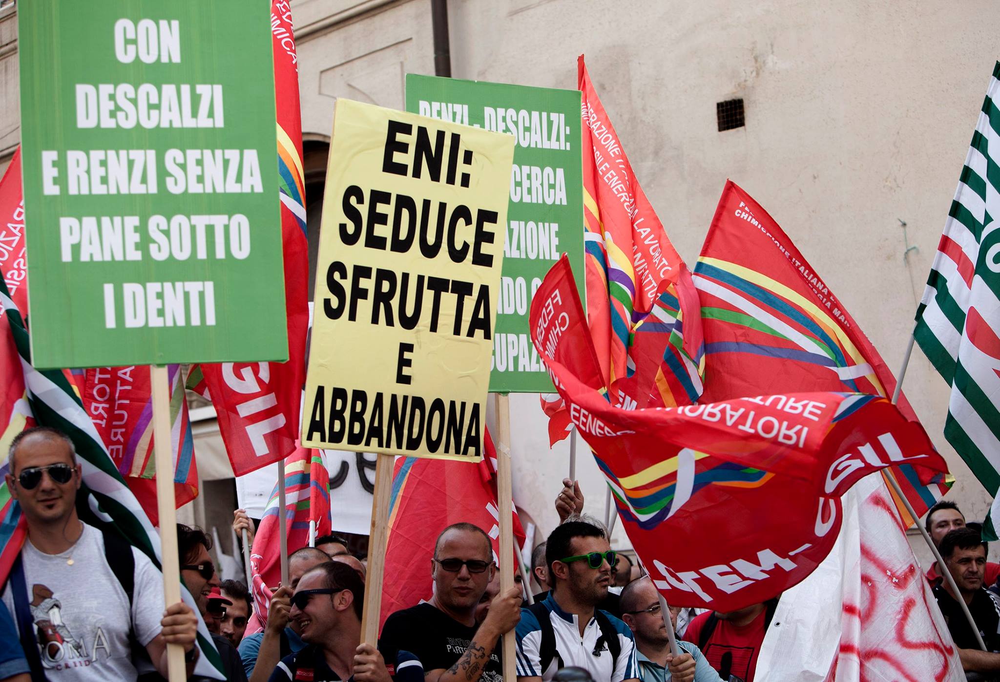 Action de protestation à Rome, photo de Filctem-Cgil
